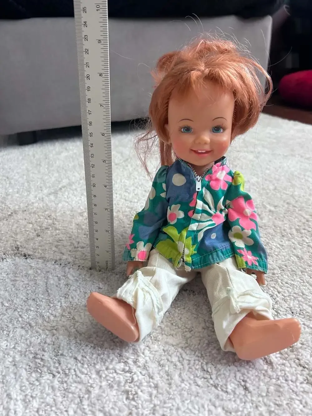 Vintage 1970s Ideal Cinnamon Doll with Growing Hair and Original Floral Outfit